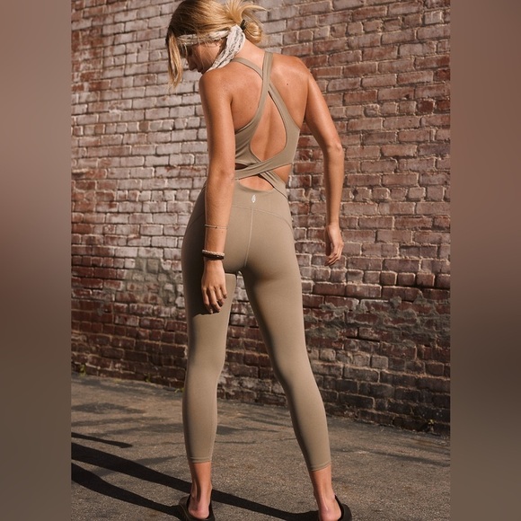 Free People Back it Up onesie cutout jumpsuit in Sage Beige green - size XS NWT - Picture 3 of 3